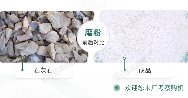 石灰石經(jīng)過雷蒙磨粉機(jī)加工的前后對比圖 石灰石經(jīng)過雷蒙磨粉機(jī)加工的前后對比圖